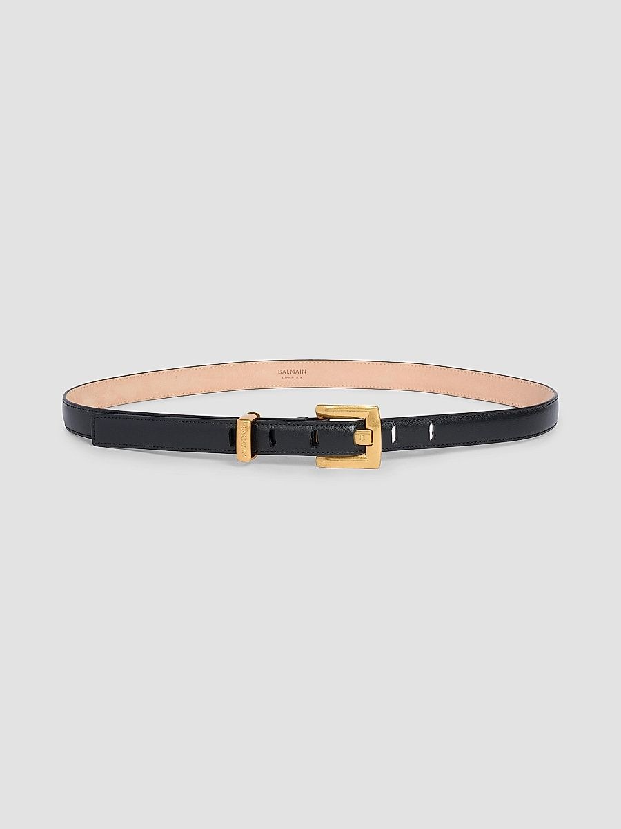 Balmain Women's Anthem Thin Leather Belt - Noir - Size Medium