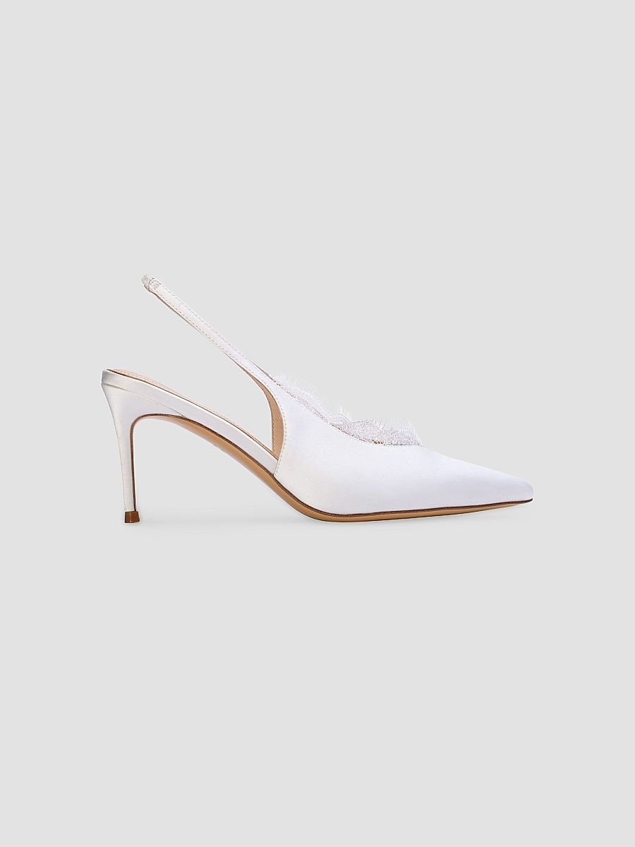 Women's Royale 80MM Satin Pumps - White Satin - Size 12