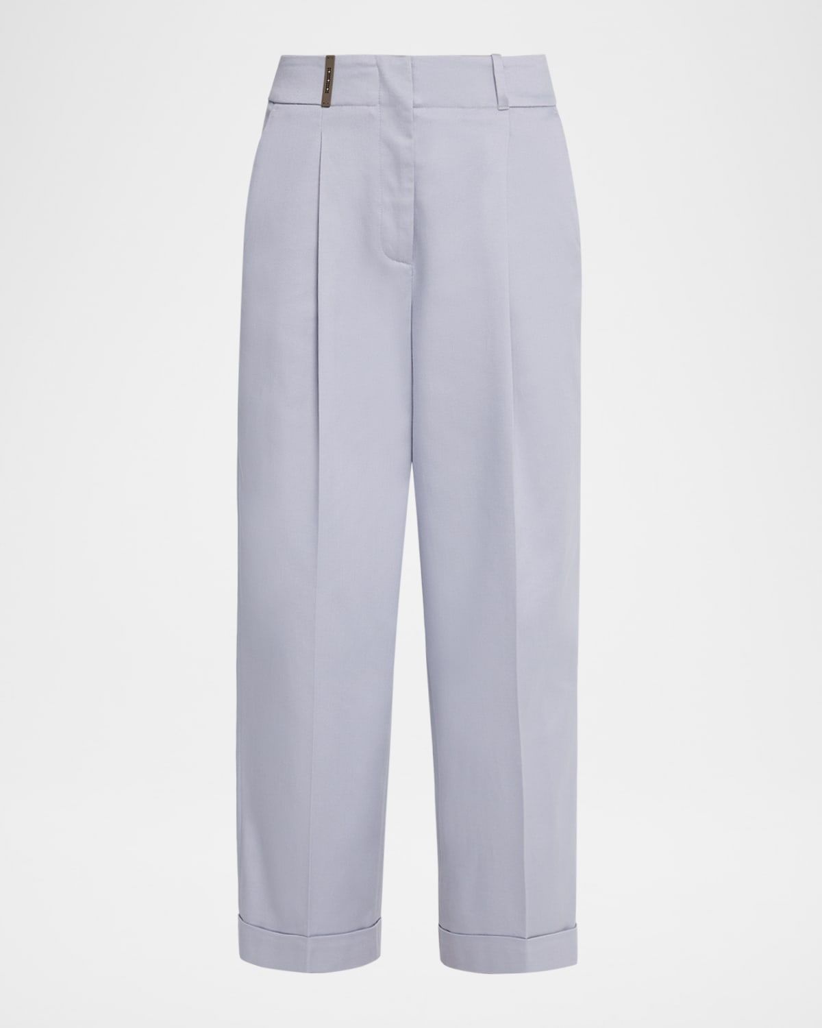 High-Rise Cropped Twill Pants