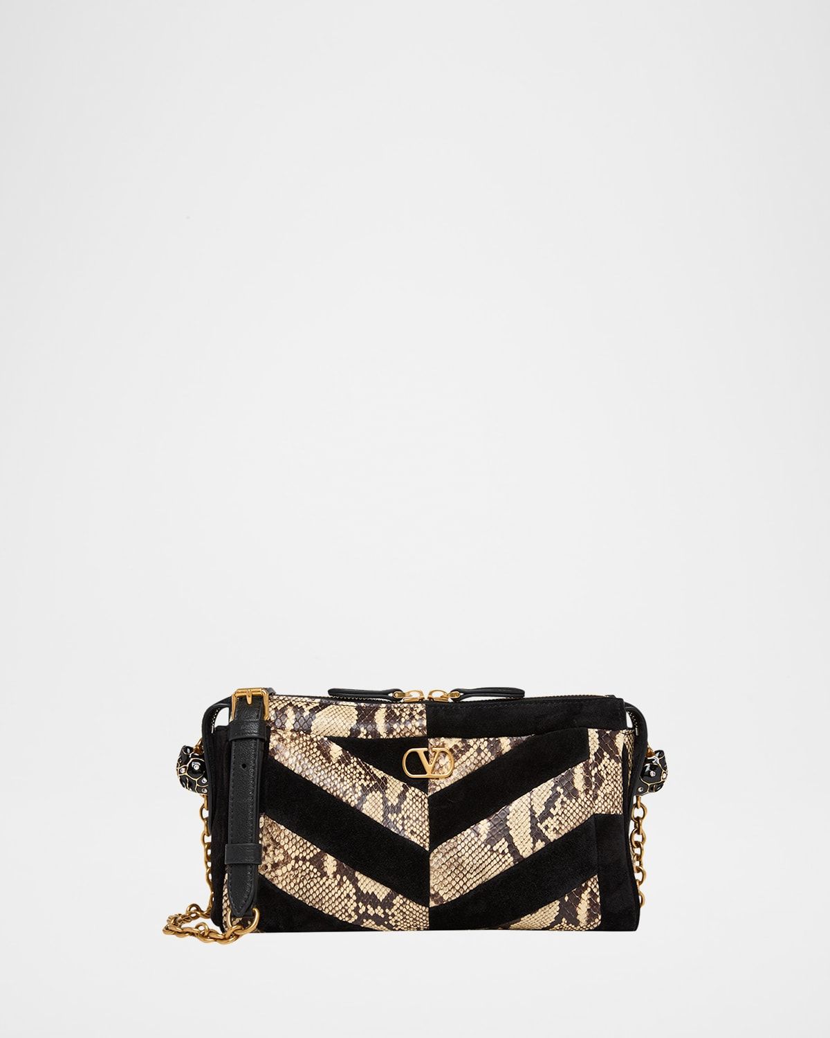 Small Patchwork Suede & Python Shoulder Bag