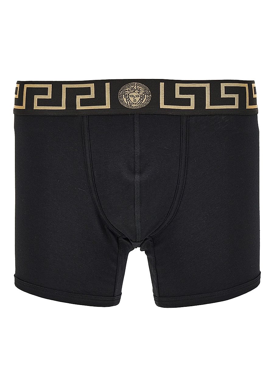 Men's Medusa Key Jersey Boxer Brief - Black Gold Greek Key - Size XXL