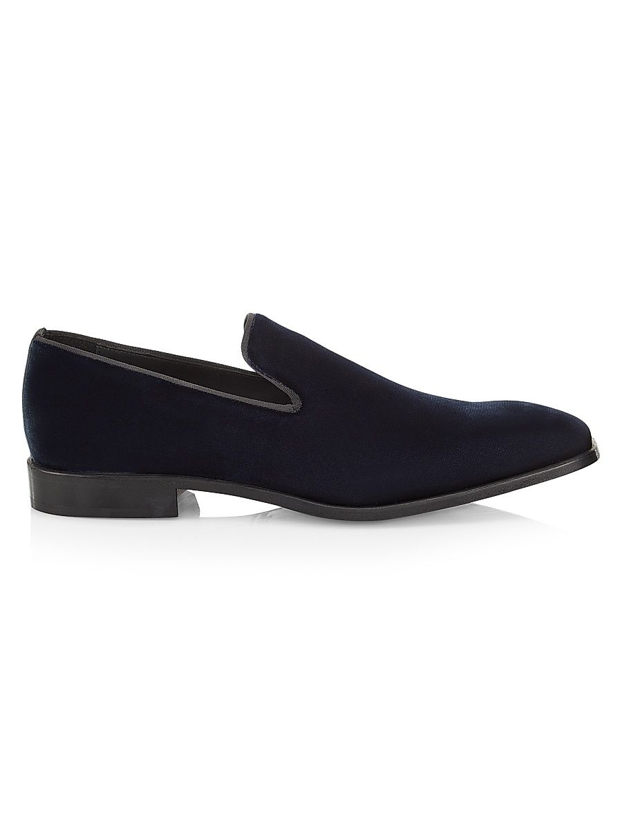 Men's COLLECTION Velvet Loafers - Navy - Size 7.5