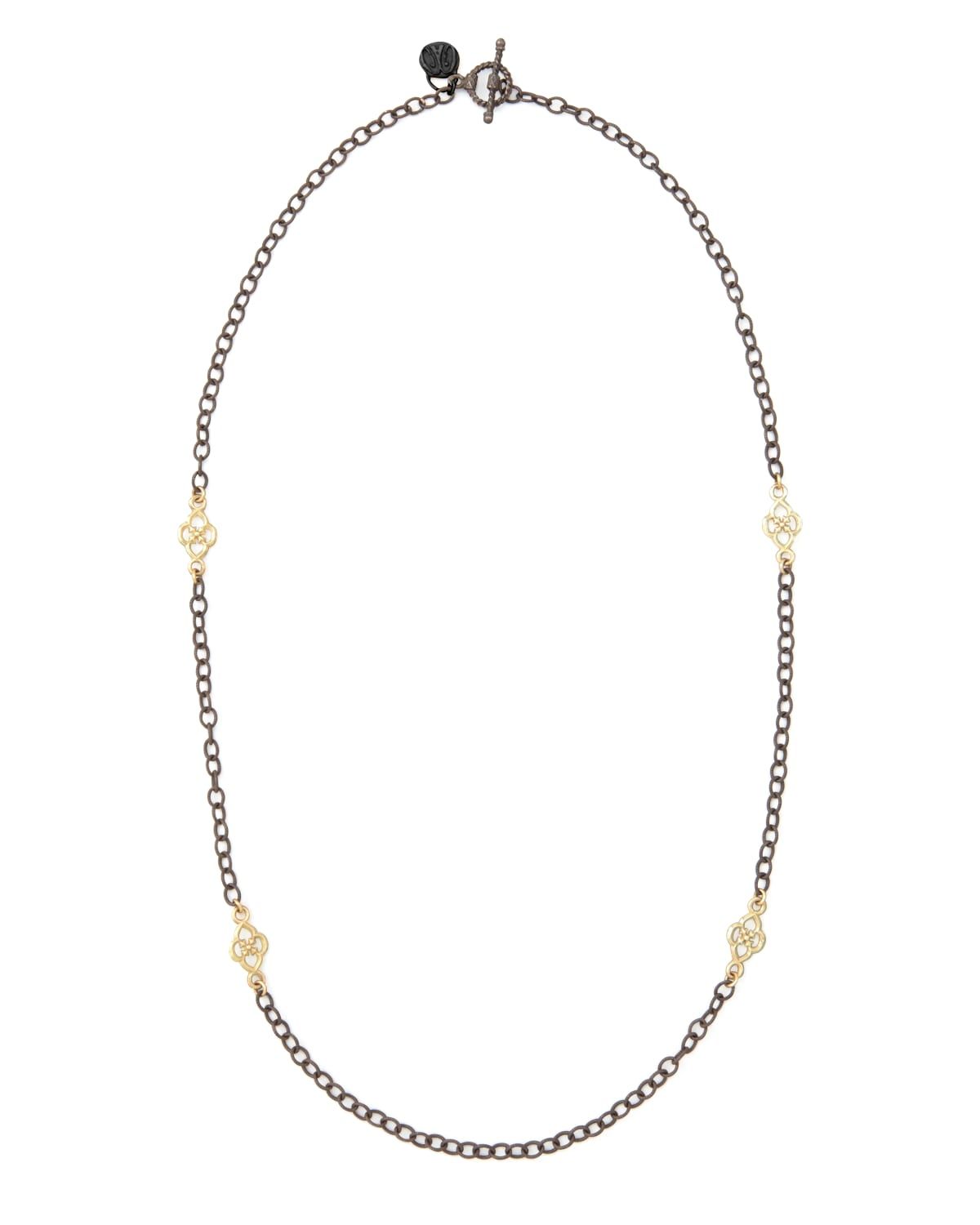 Short Gold-Station Cable-Chain Necklace, 18"L
