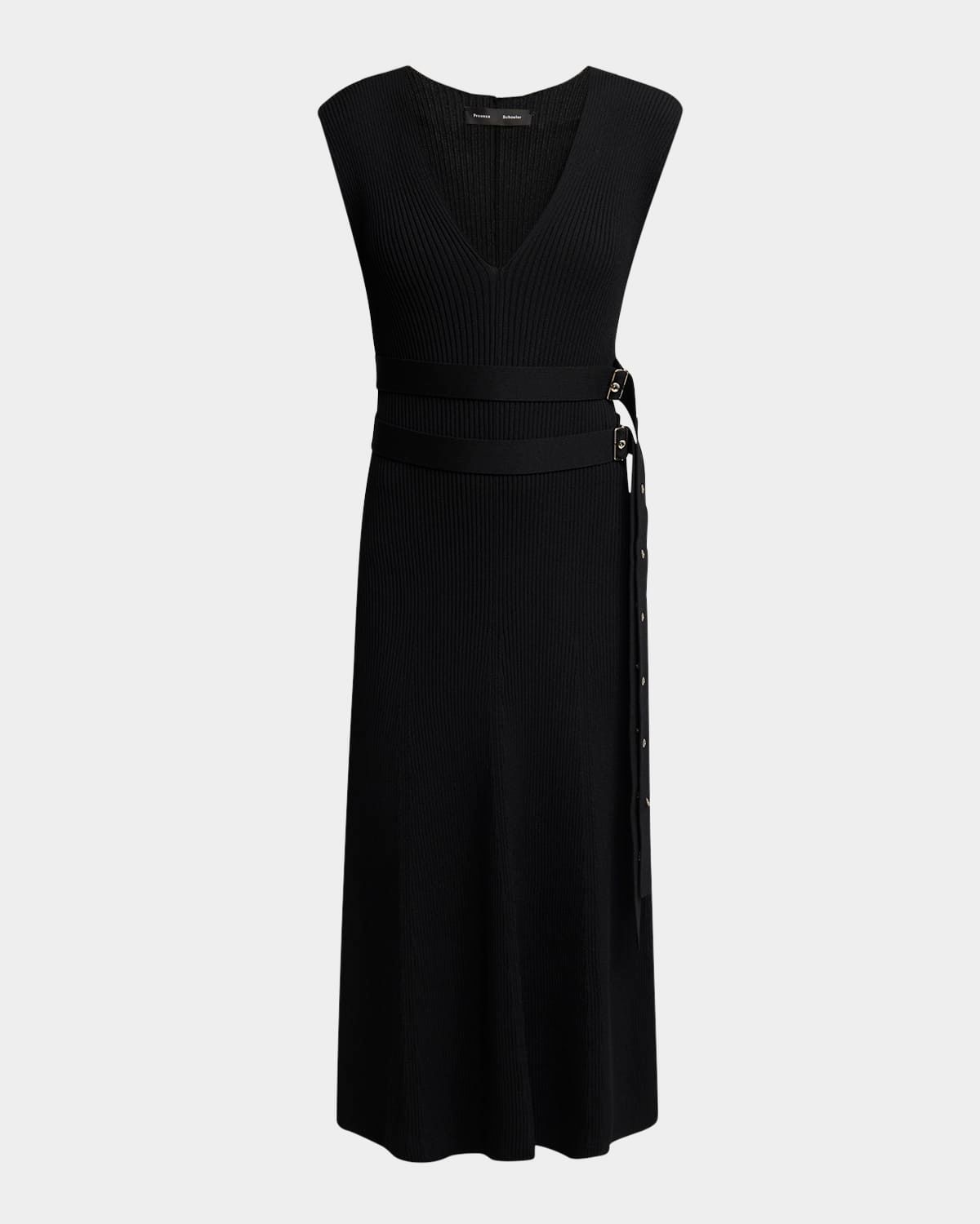 Madeline Rib-Knit Belted Midi Dress