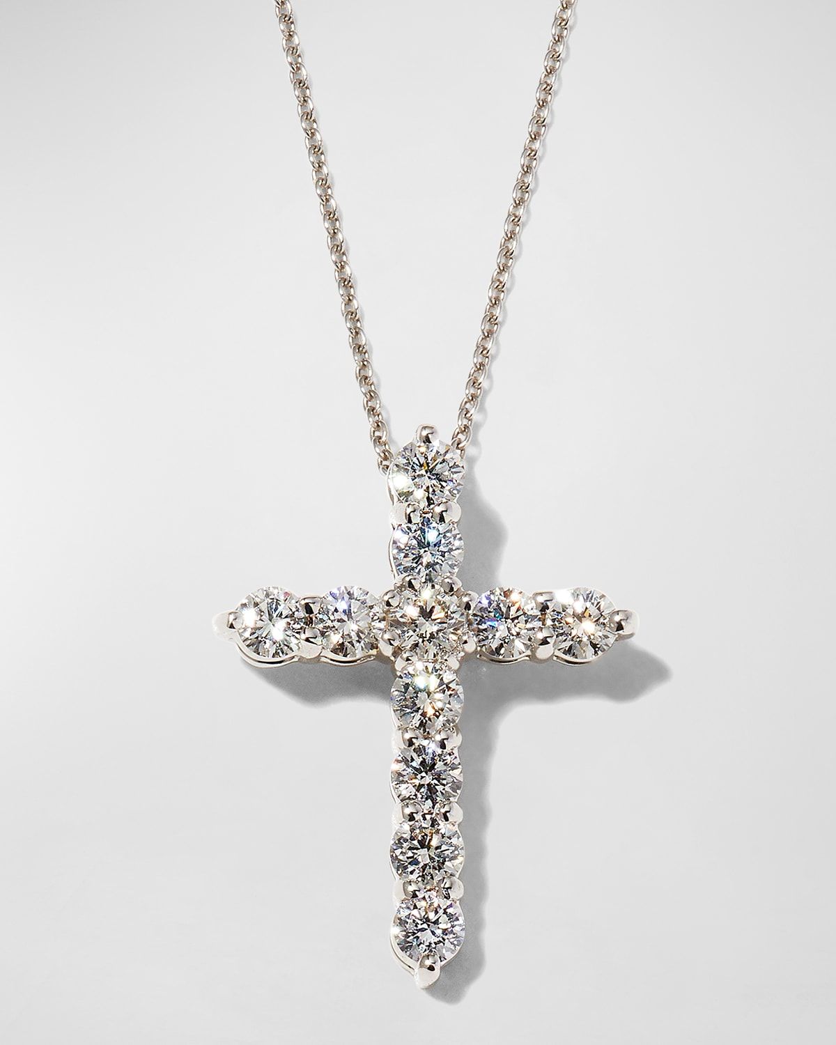 18K Diamond Cross Necklace, 20x15mm