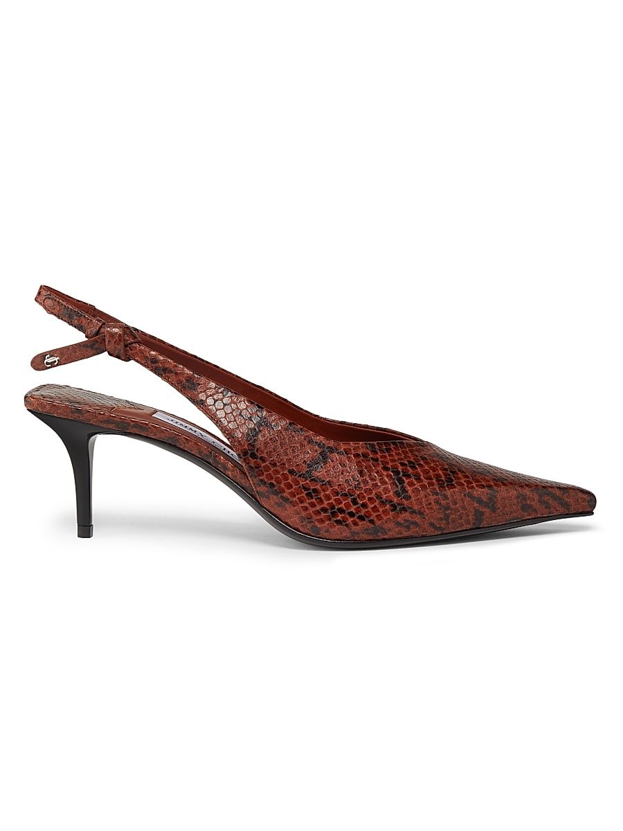 Women's Camie 60MM Snake Slingback Pumps - Cognac - Size 12