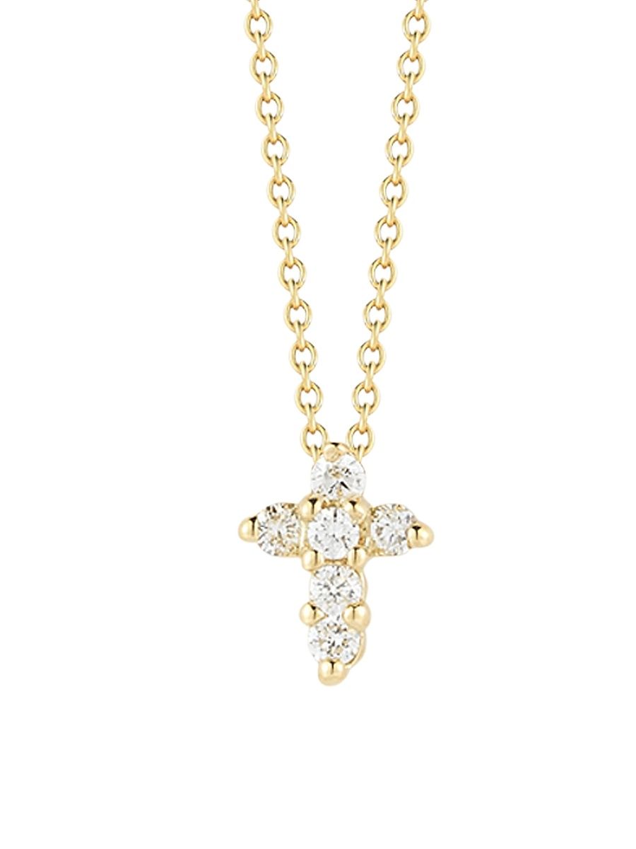 Women's Tiny Treasures 0.11 TCW Diamond & 18K Yellow Gold Baby Cross Pendant Necklace - Gold