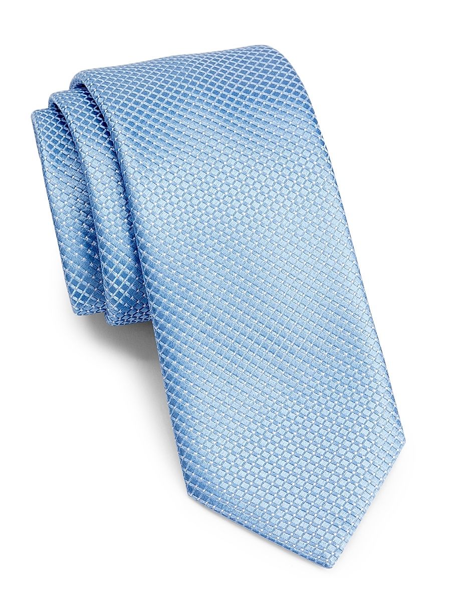 Men's Jacquard Silk-Cotton Tie - Light Blue