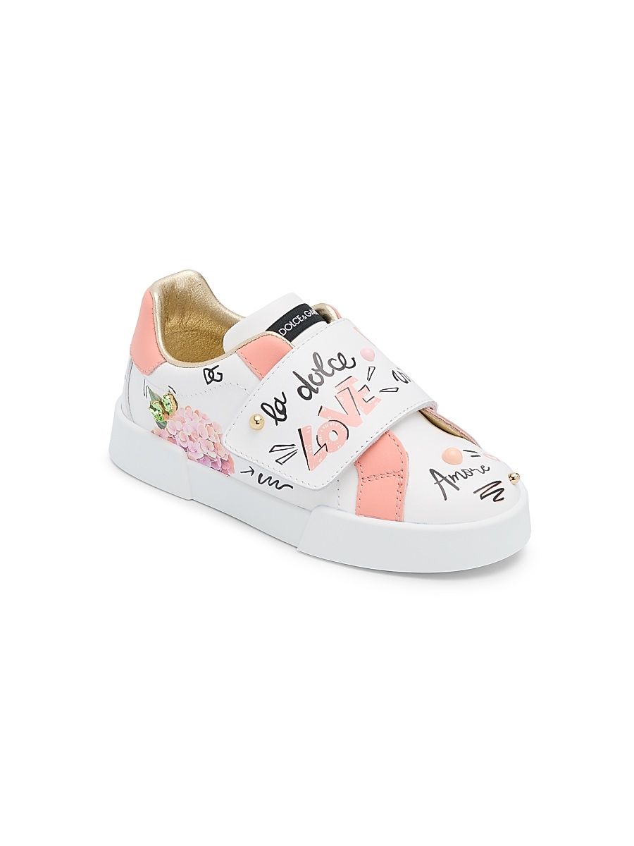 Little Girl's Leather Low-Top Sneakers - Size 9.5 (Toddler)