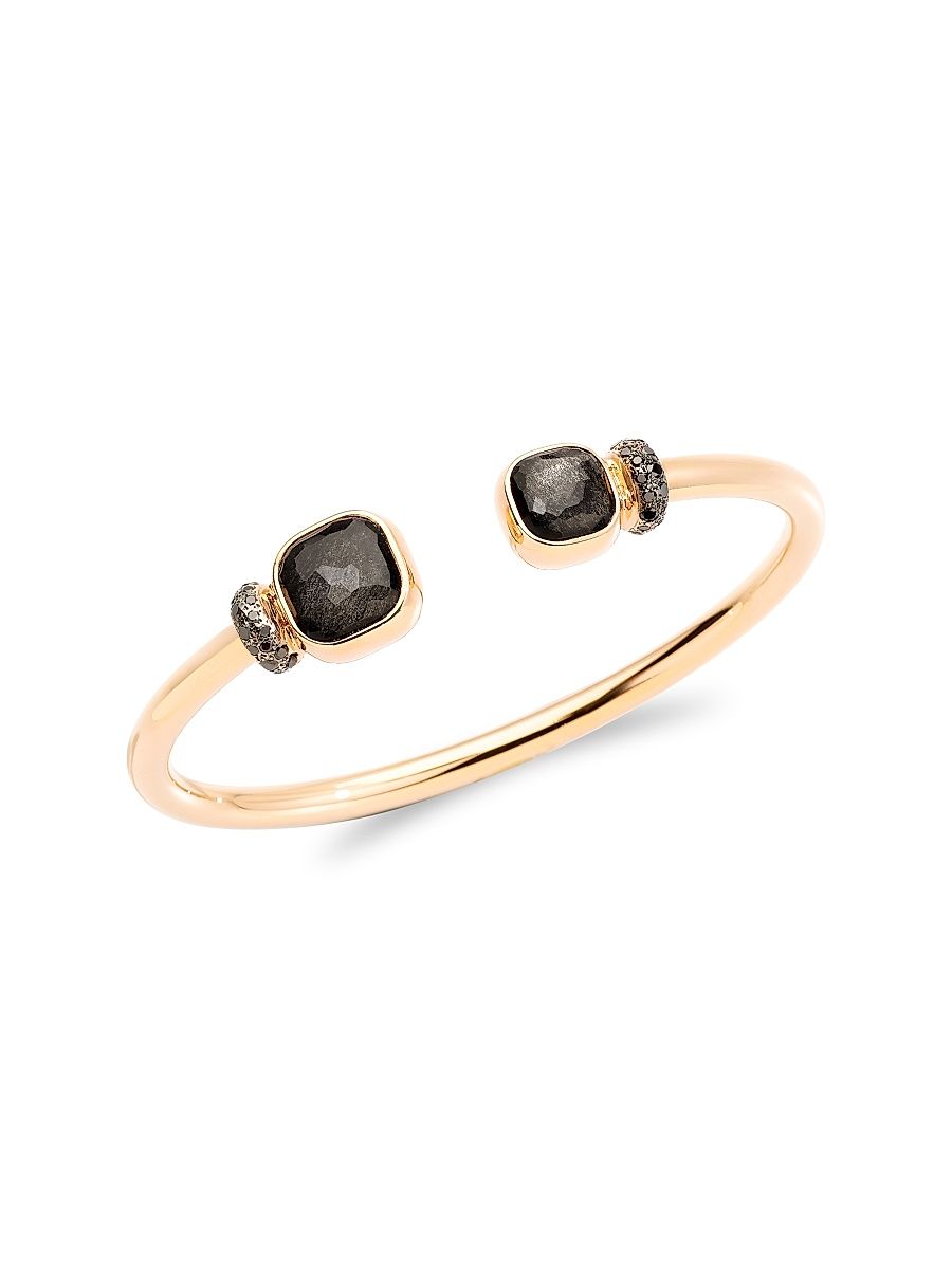 Women's Nudo Two-Tone 18K Gold, Obsidian & Diamond Cuff - Rose Gold - Size Medium