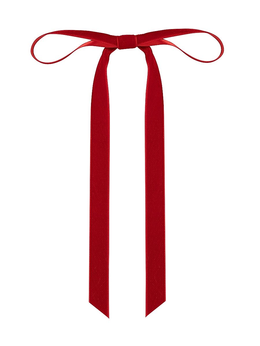 Women's Aida Velvet Bow Barrette - Rouge