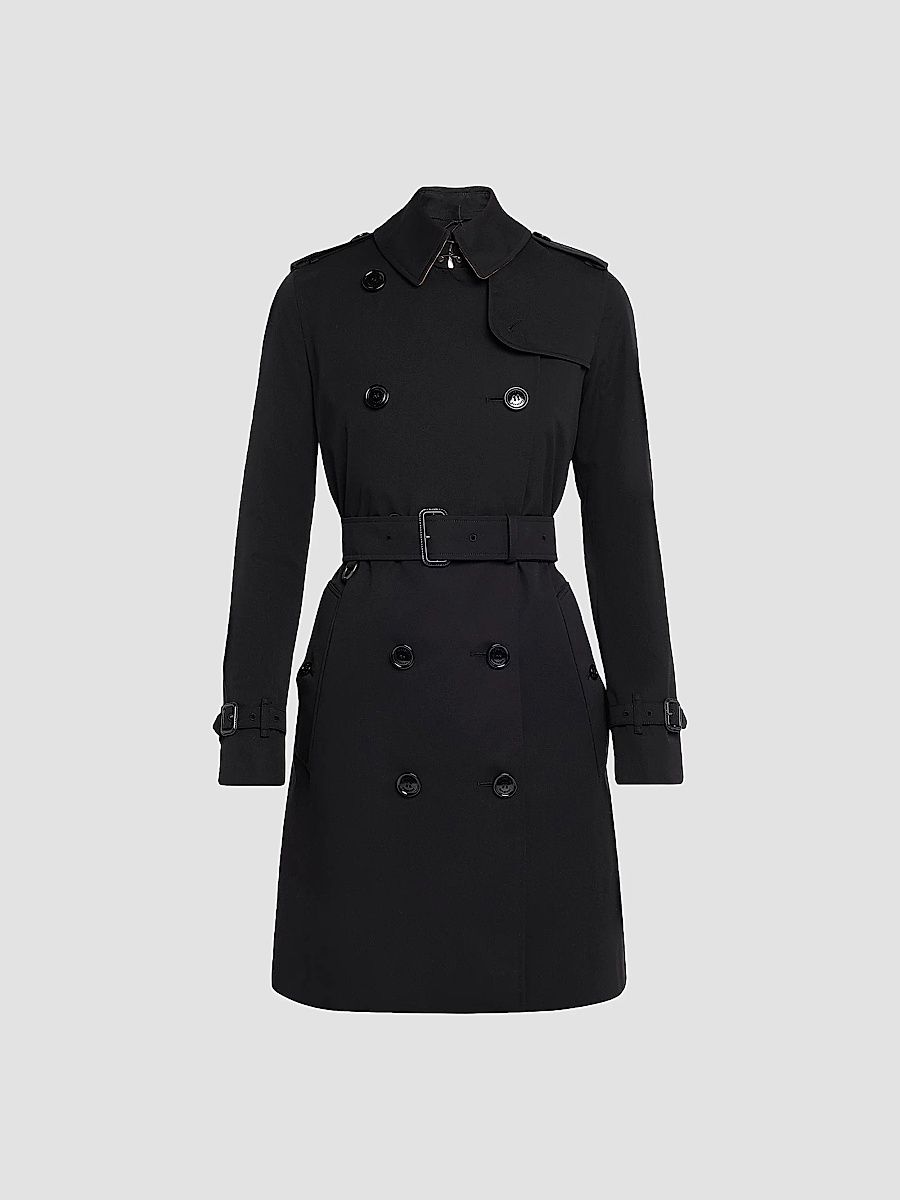 Burberry Women's Kensington Double-Breasted Trench Coat - Black - Size 16
