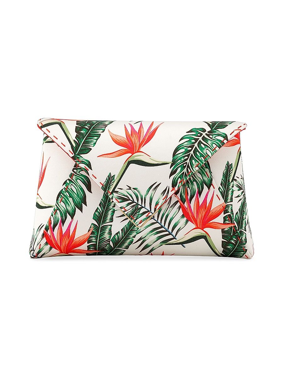 Women's Lee Pouchet Small Custom Birds of Paradise Satin with Gold Hardware