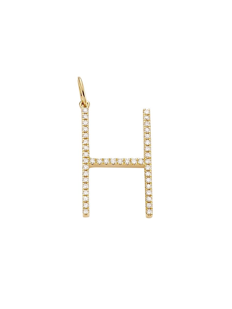 Women's 14K Yellow Gold & Diamond Pavé Initial Charm - Initial D