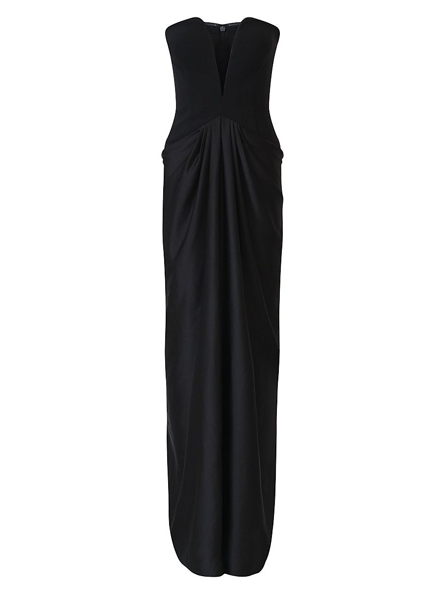 Women's Sanna Stretch-Crepe & Satin Strapless Gown - Black - Size 16
