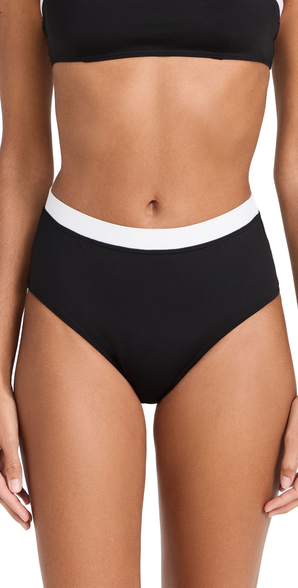 STAUD Devon High Rise Bikini Bottom Black/White M