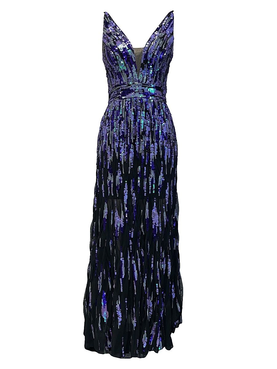 Women's Samira Fit-&-Flare Sequin Gown - Violet Multi - Size Small