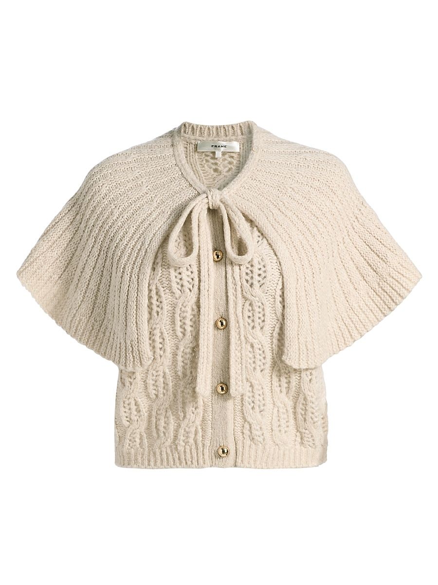 Women's Cape Cardi Merino Wool-Blend Cardigan - Fawn - Size Large