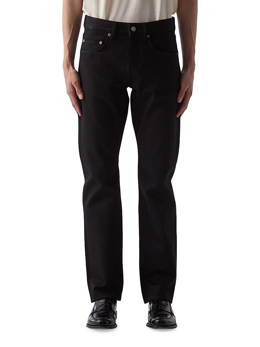 Men's Stretch-Denim Mid-Rise Straight-Leg Jeans - Black Black - Size 38