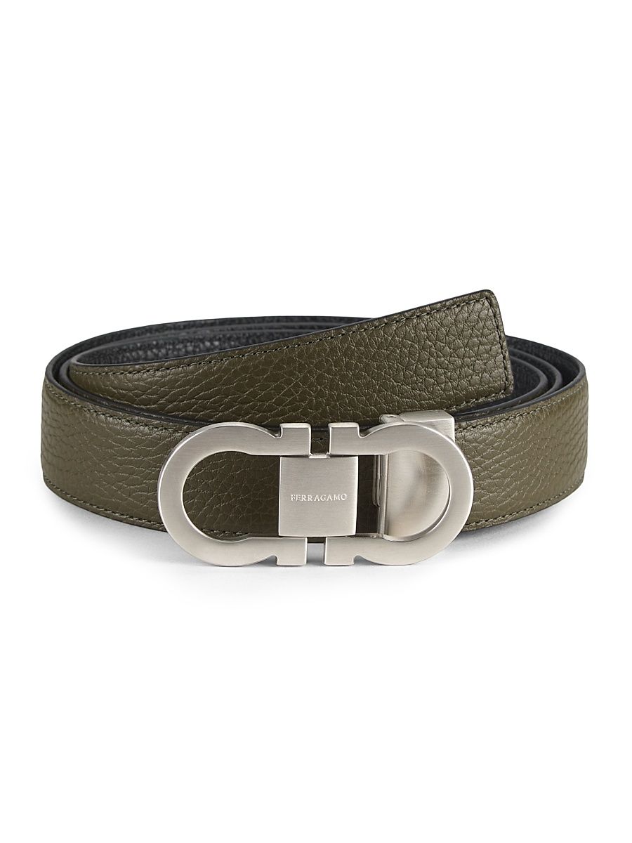 Men's Cut-to-Size Gancini Belt - New Olive Nero - Size 46