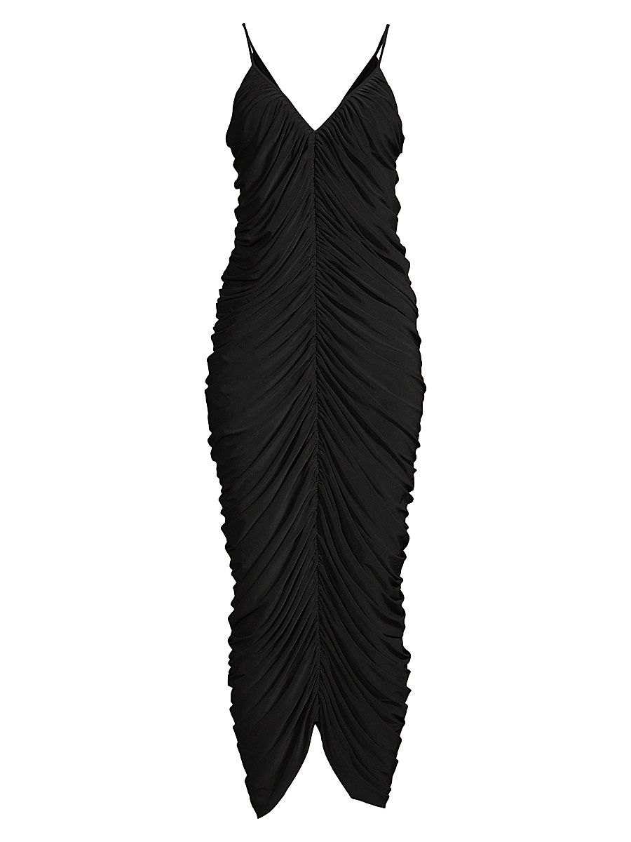 Women's Diana Ruched Slip Gown - Black - Size Medium