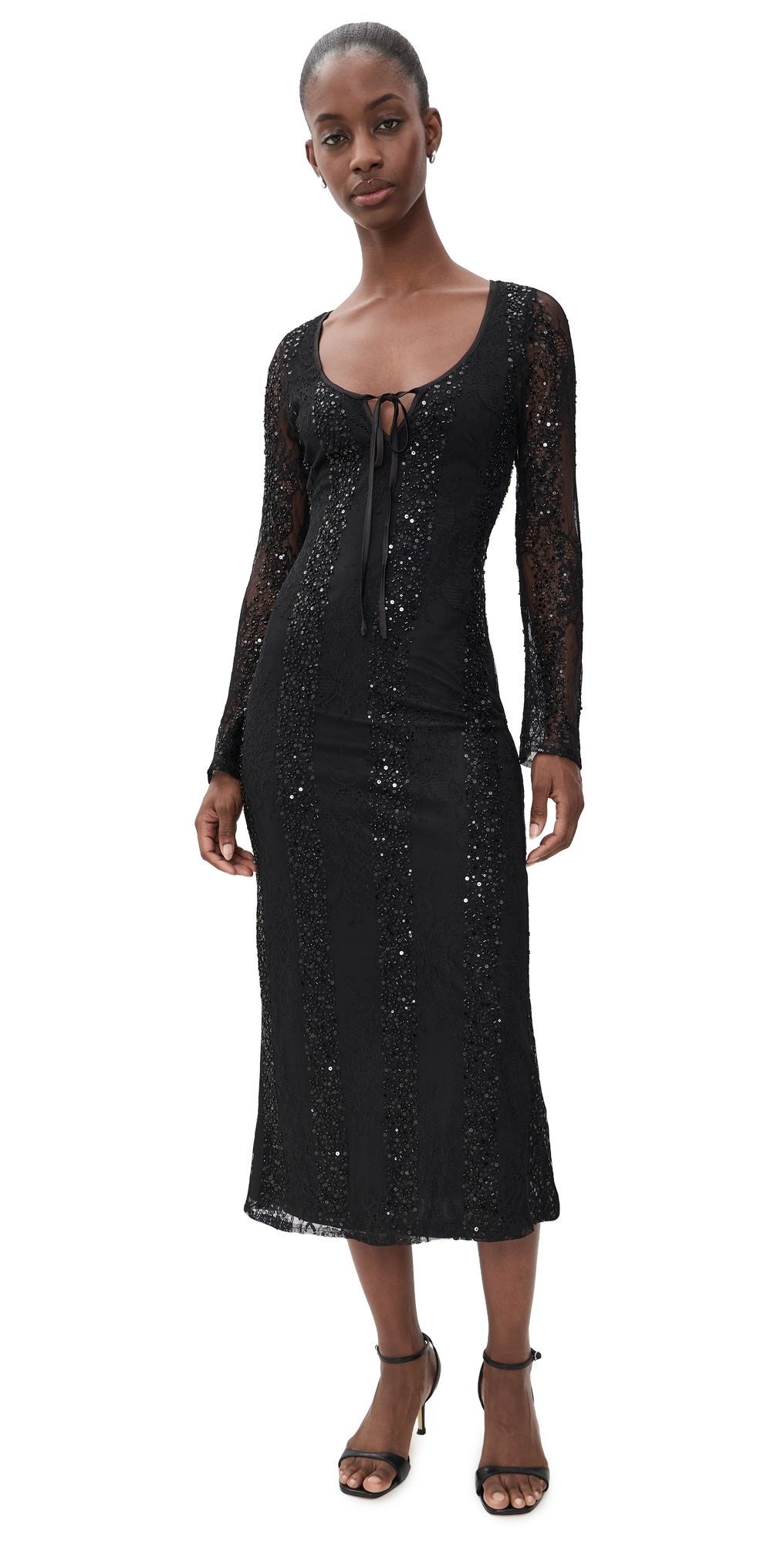 Bailey Rose Lace Maxi Dress Black M