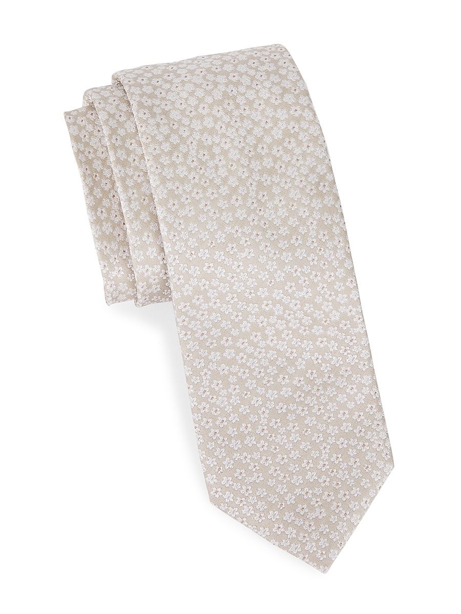 Men's COLLECTION Micro Floral Silk Tie - Mirage Grey