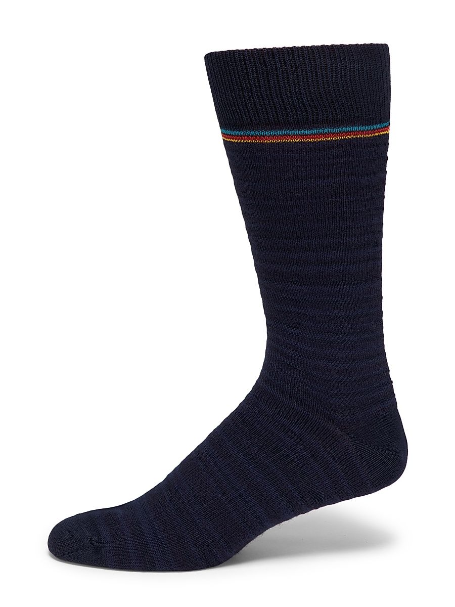 Men's Striped-Trim Socks - Navy