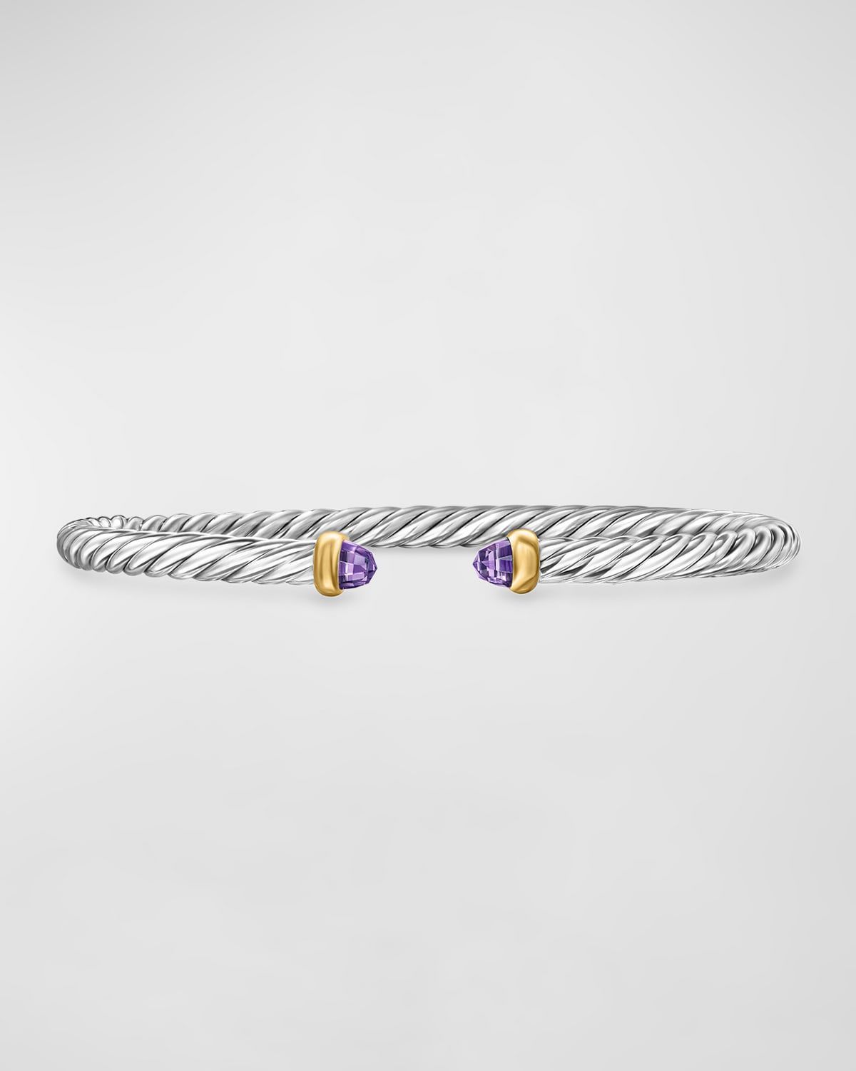 Cable Flex Bracelet with Gemstone in Silver and 14K Gold