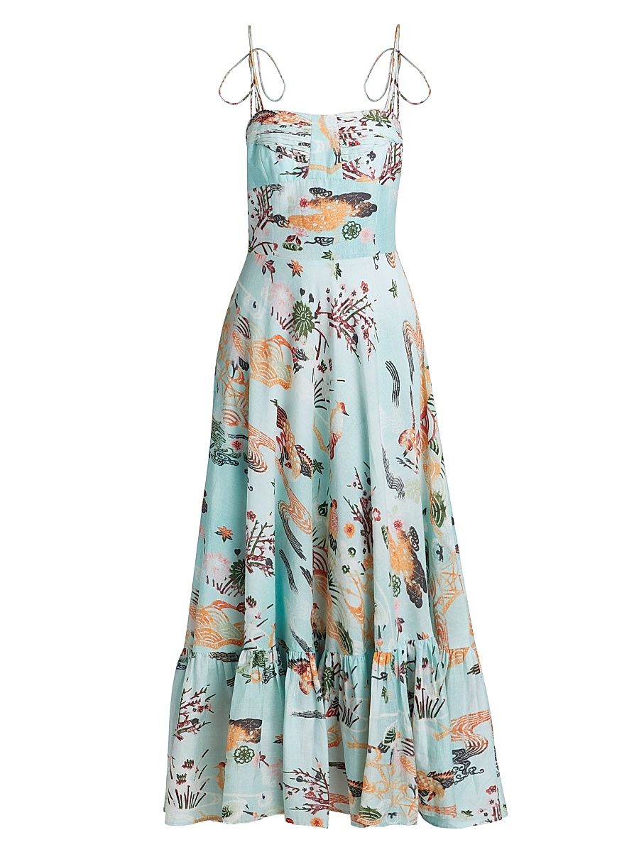 Women's Dorrego Vivian Cotton-Silk Maxi Dress - Light Blue - Size Large