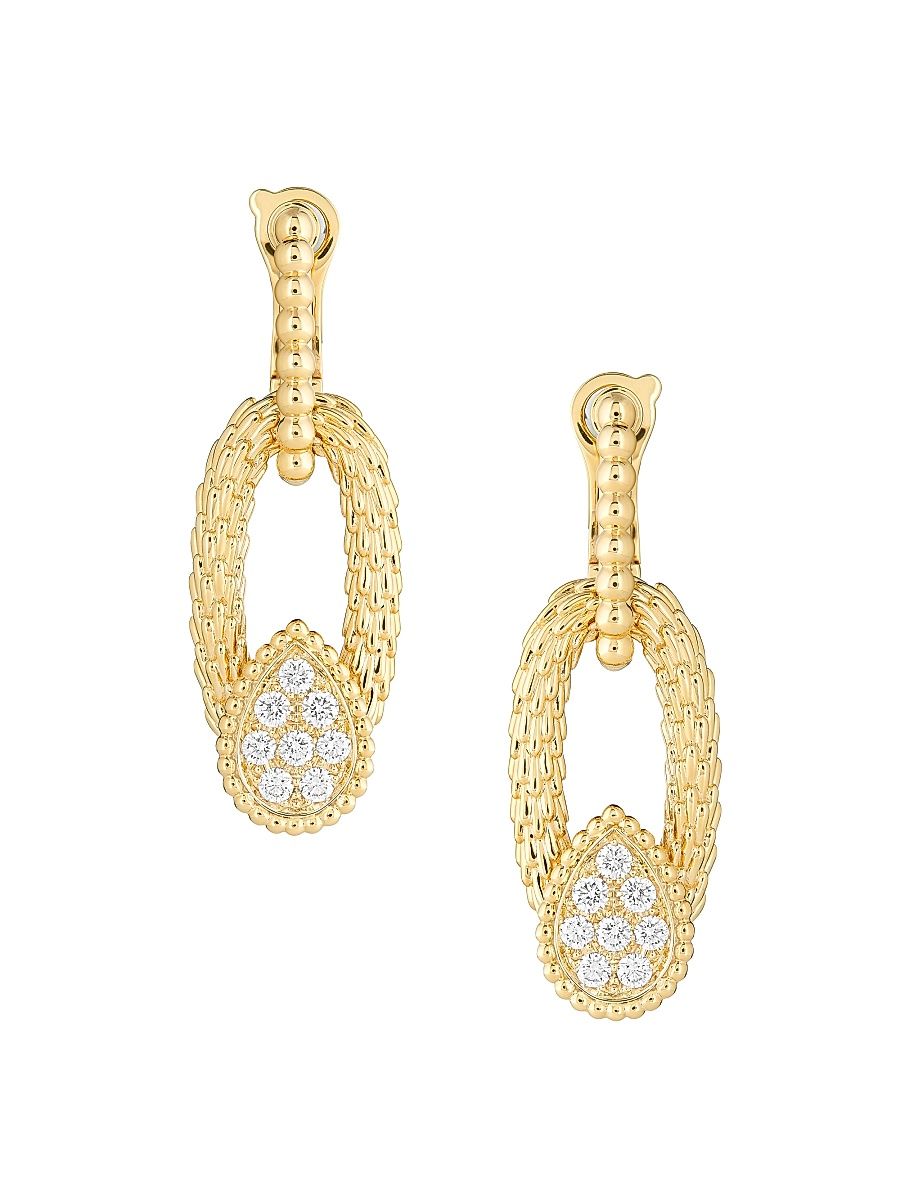 Women's Serpent Bohème 18K Yellow Gold & 0.64 TCW Diamond Oval-Link Drop Earrings - Yellow Gold