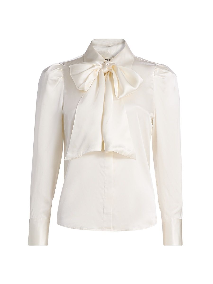 Women's Honey Silk Tieneck Blouse - Ivory - Size XL