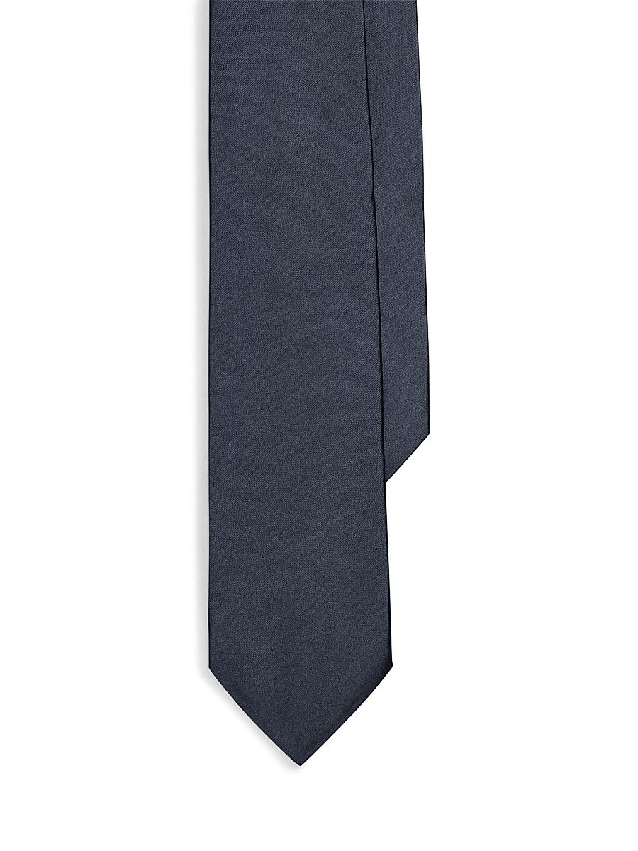 Men's Solid Silk Tie - Dark Navy