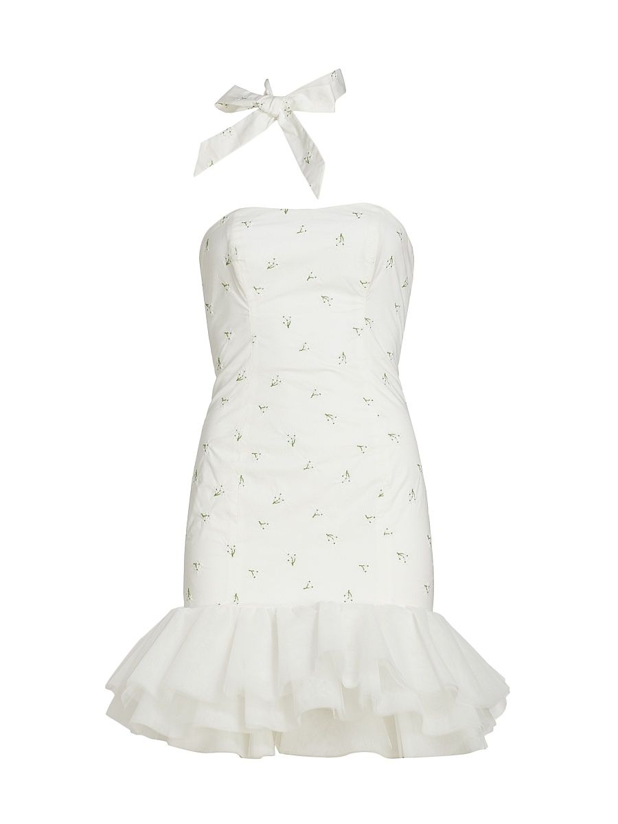 Women's Blake Embroidered Flare Minidress - Blanc - Size 8