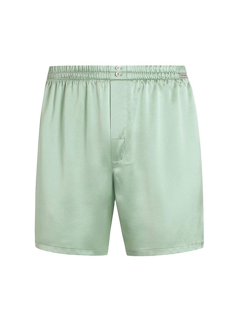 Men's Sporty Silk Boxer Shorts - Verde - Size XL