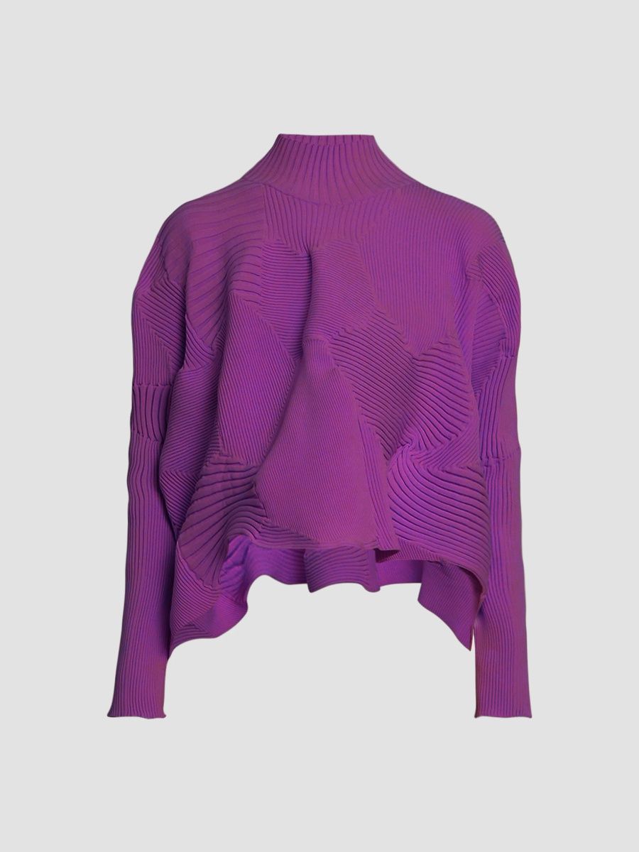 Issey Miyake Women's Kone Kone Rib-Knit Sweater - Purple - Size Small