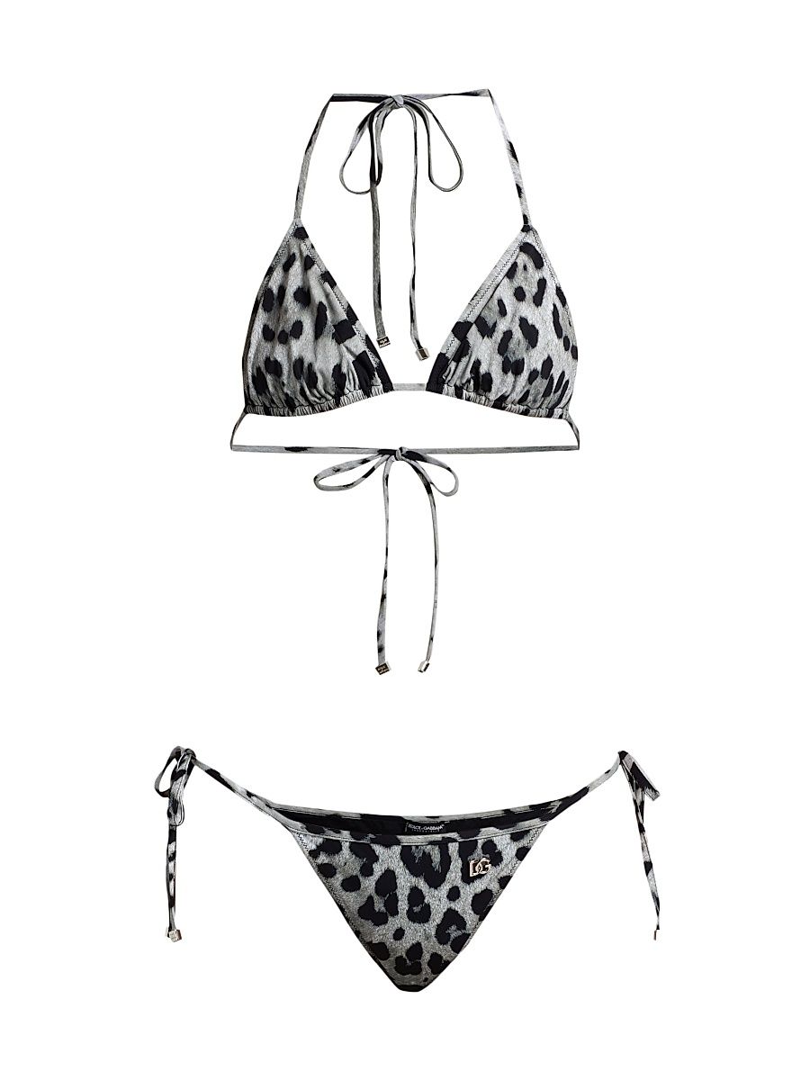 Women's Leopard String Bikini - Leo Nero Grigio - Size XL