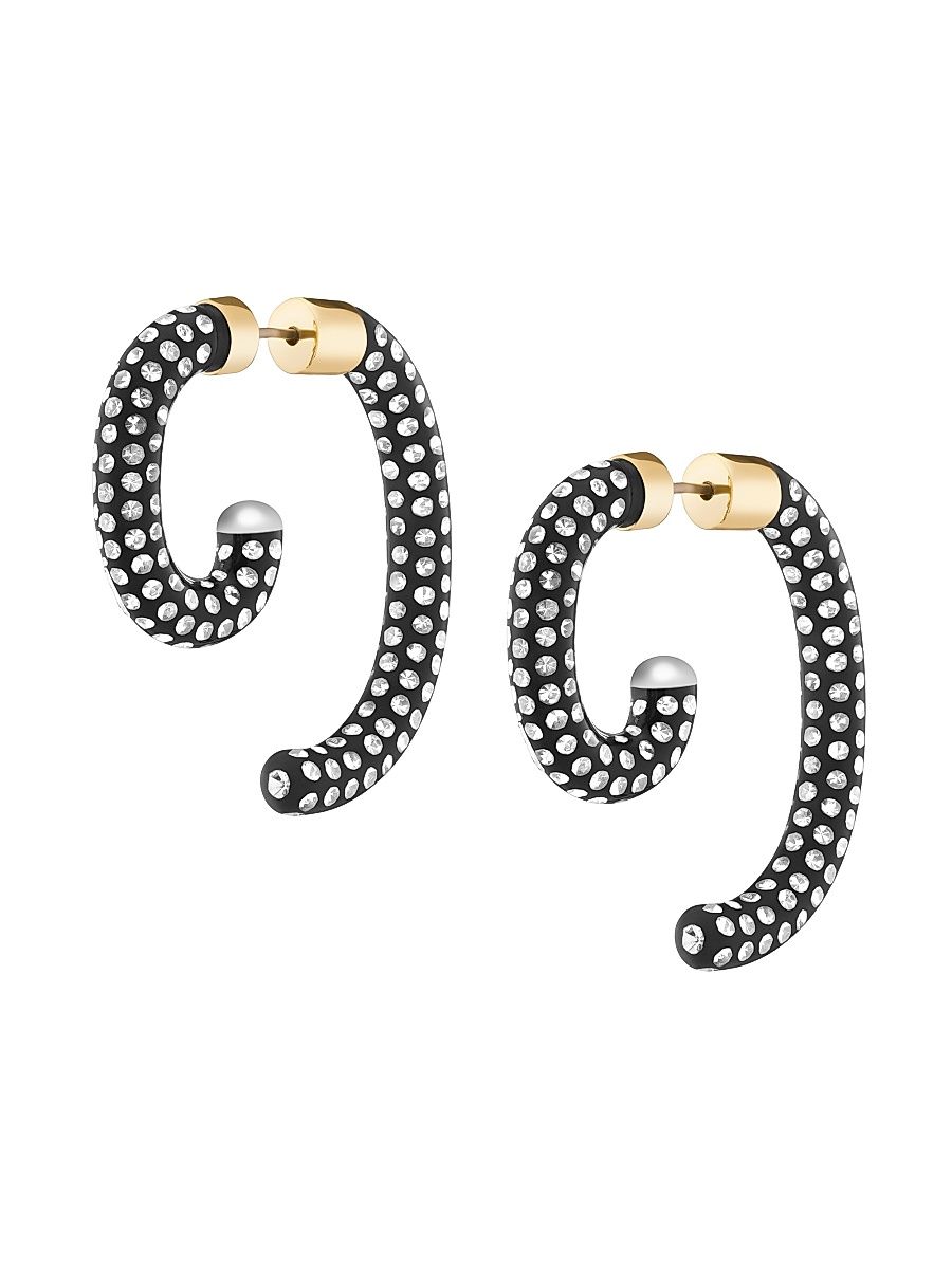 Women's Noir Luna 12K Gold-Plated Crystal Wraparound Earrings - Noir