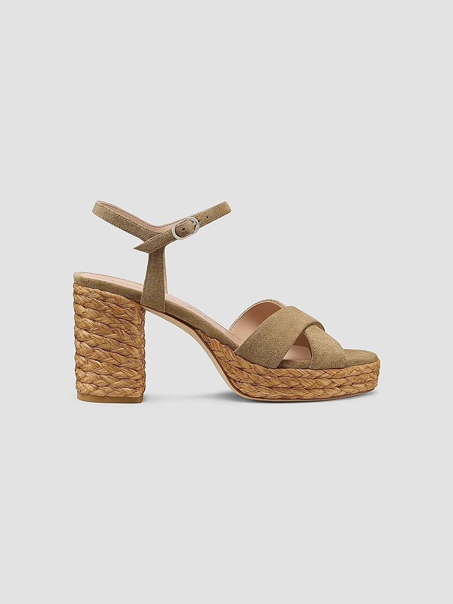 Stuart Weitzman Women's Dayna 80MM Platform Espadrille Sandals - Golden Olive - Size 10
