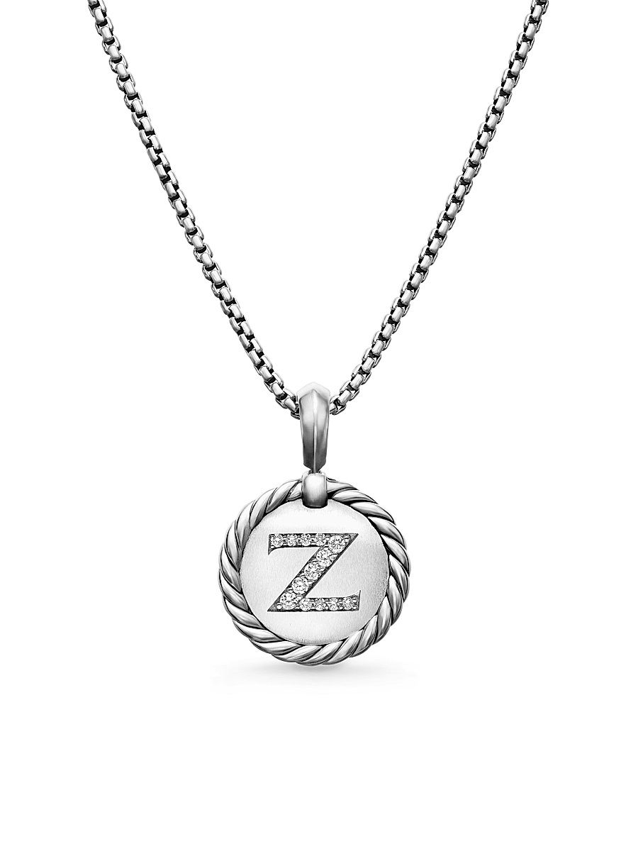 Women's Initial Charm Necklace in Sterling Silver - Initial A - Size 18