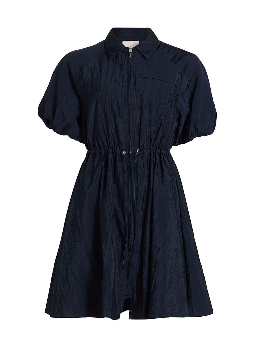 Women's Macauly Puff-Sleeve Mini-Shirtdress - Navy - Size 8