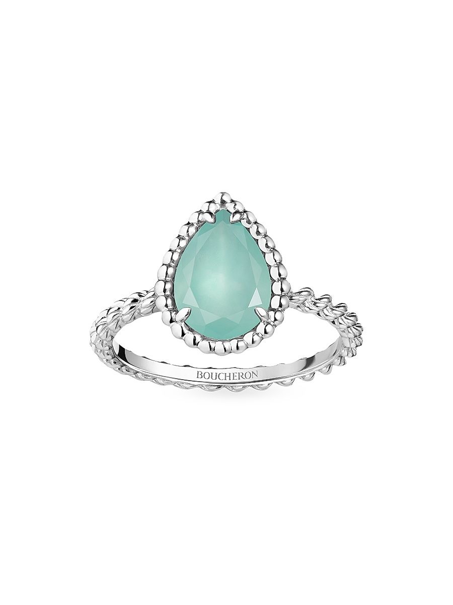 Women's Serpent Bohème 18K White Gold & Aquaprase Small Ring - White Gold - Size 6