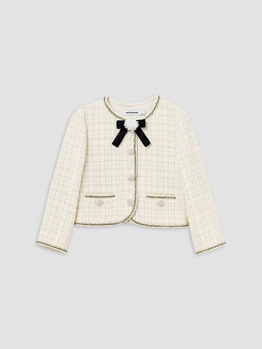 Little Girl's & Girl's Bouclé Bow Jacket - Cream - Size 10