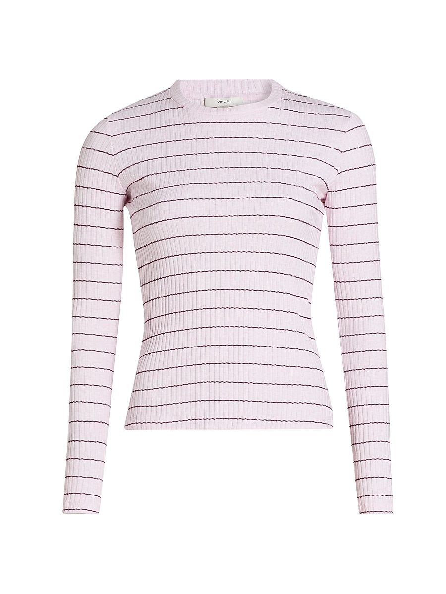 Women's Striped Cotton T-Shirt - Slipper Rose Combo - Size XXS