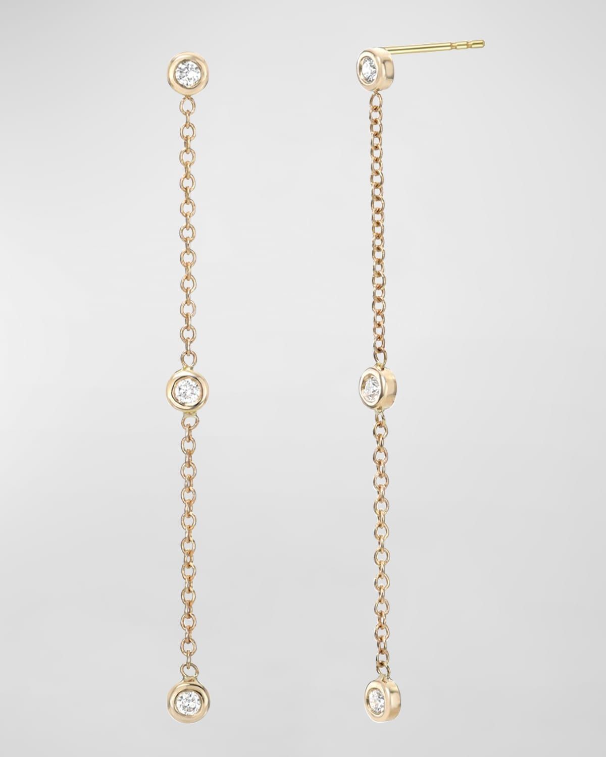 Triple Bezel Diamond Drop Earrings