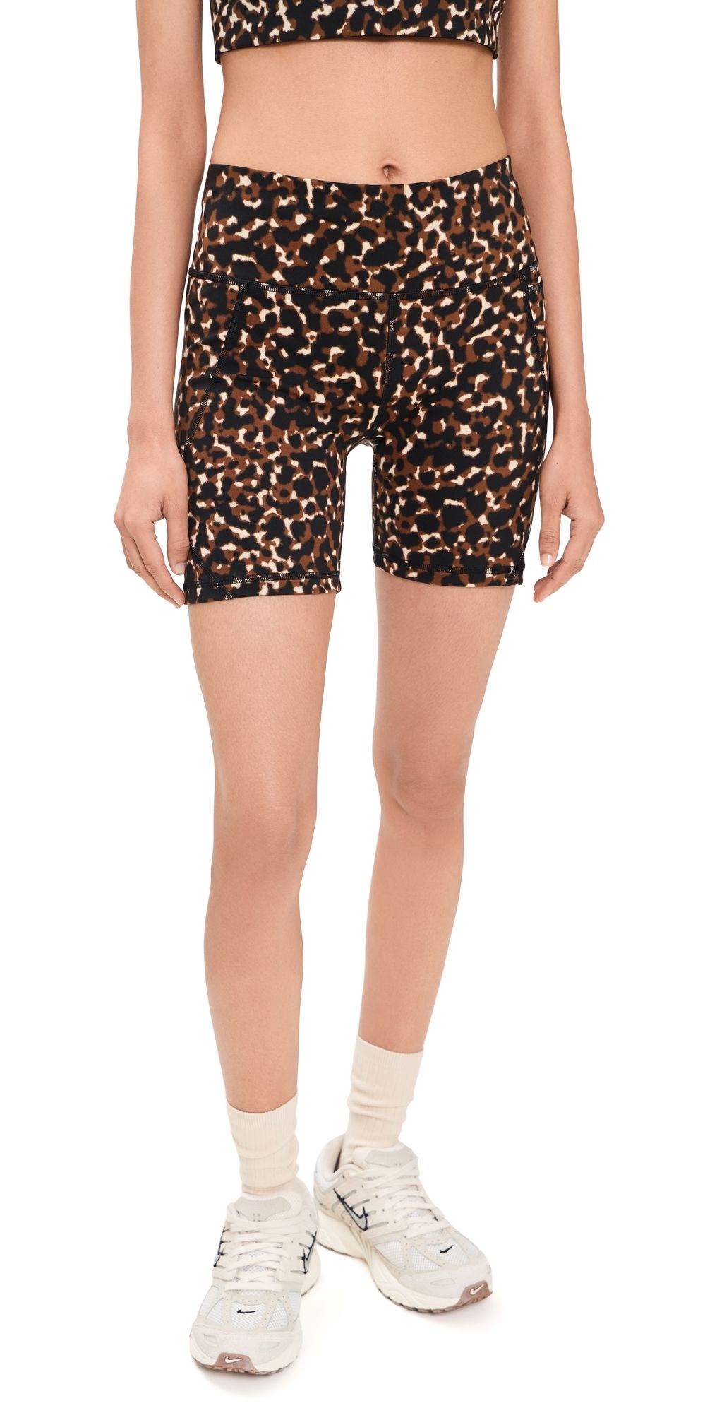 Sweaty Betty Power Biker Shorts 6 Brown Offbeat Animal Print XL