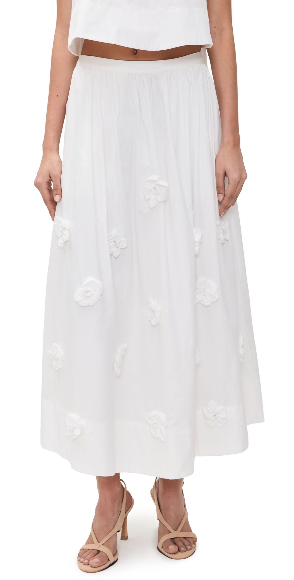 English Factory 3D Flower Midi Skirt White L