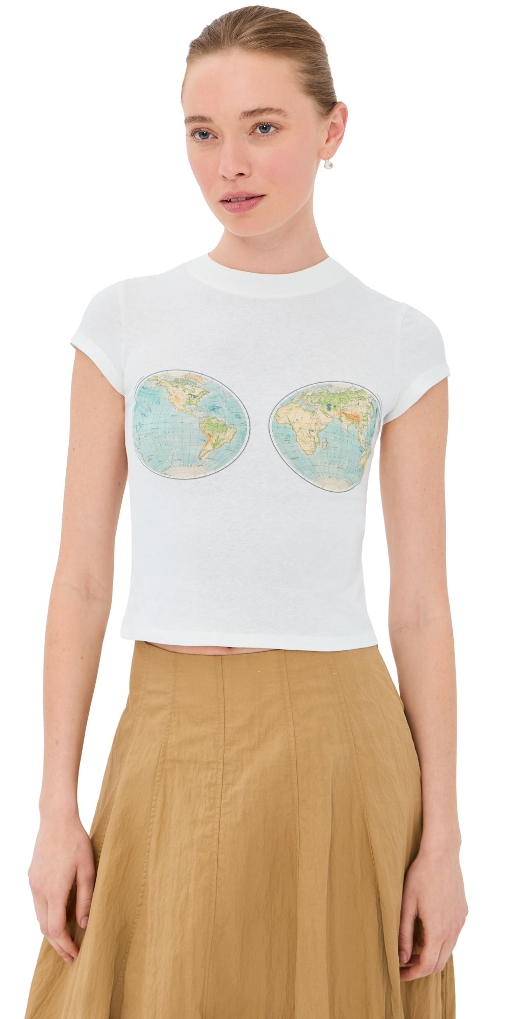 A. W.A. K.E. MODE Hemispheres Map Printed Tee White XL