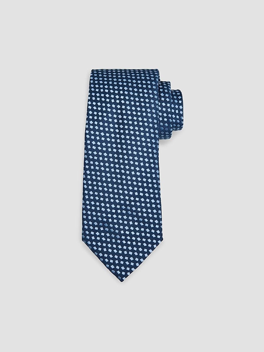Charvet Men's Micro Diamond Pattern Silk Tie - Navy Light Blue