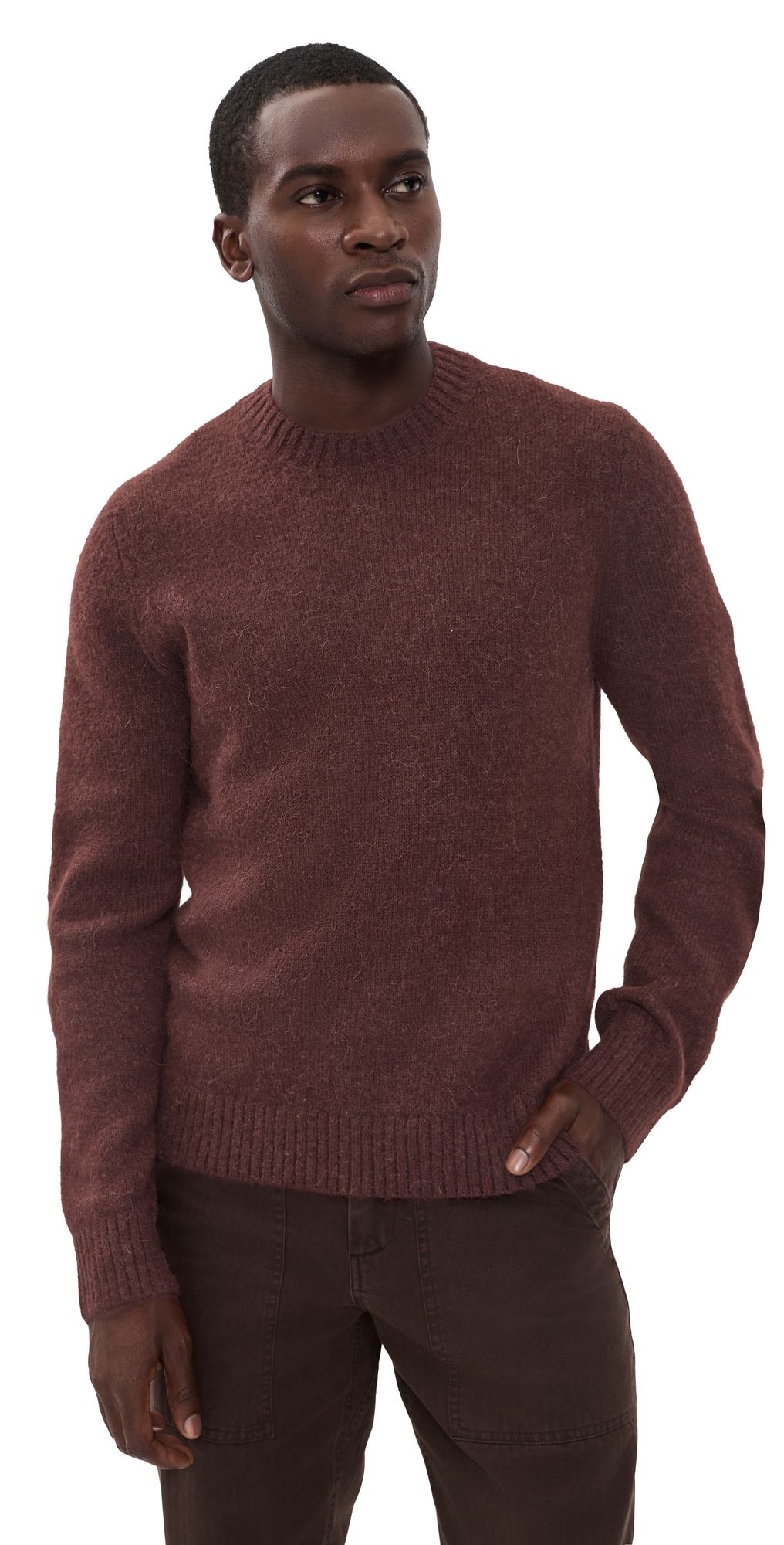 Vince Mottled Marl Long Sleeve Crew Sweater Mahogany S